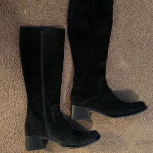 Black suede tall boots